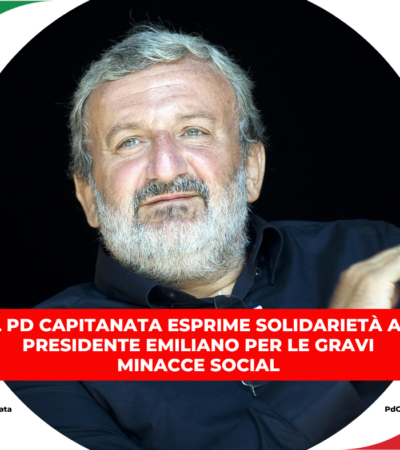 Il Pd Capitanata esprime solidarietà al presidente Emiliano per le gravi minacce social ricevute