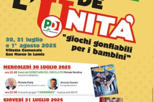 Dal 30 luglio all’1 agosto torna la Festa de l’Unità a San Marco in Lamis