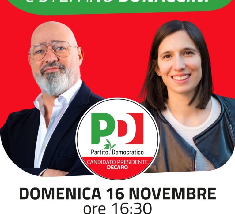 DOMENICA 16 NOVEMBRE ARRIVANO A FOGGIA ELLY SCHLEIN E STEFANO BONACCINI